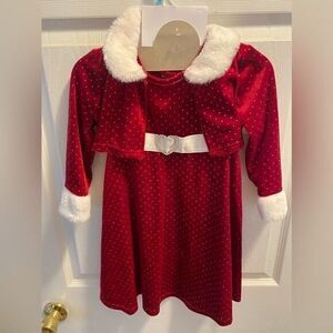 Elegant Red Kids Formal Dress with Faux Fur Trim